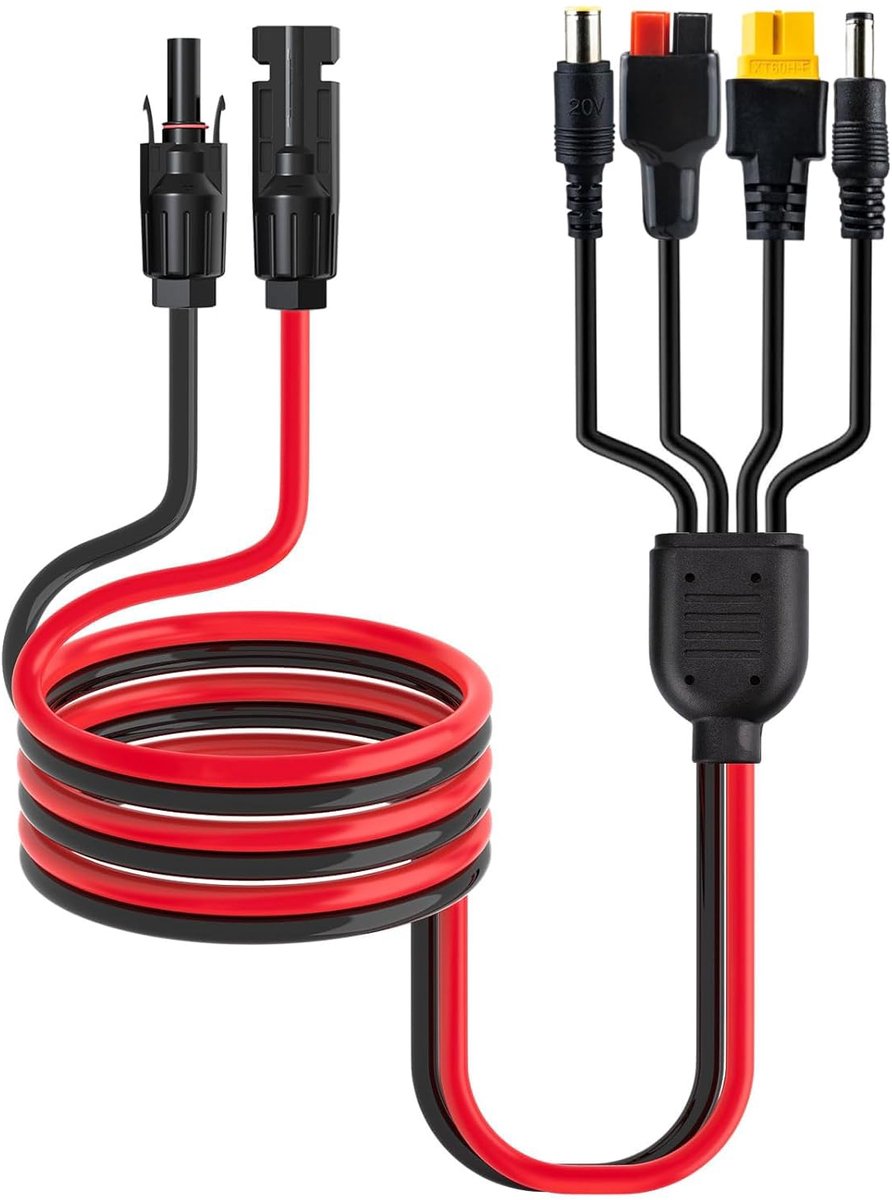 Zonnepaneel verlengkabel met 4-in-1 DC5521 XT60 connector - 30A PV draad - Meerdere aansluitingen - ShopVlot