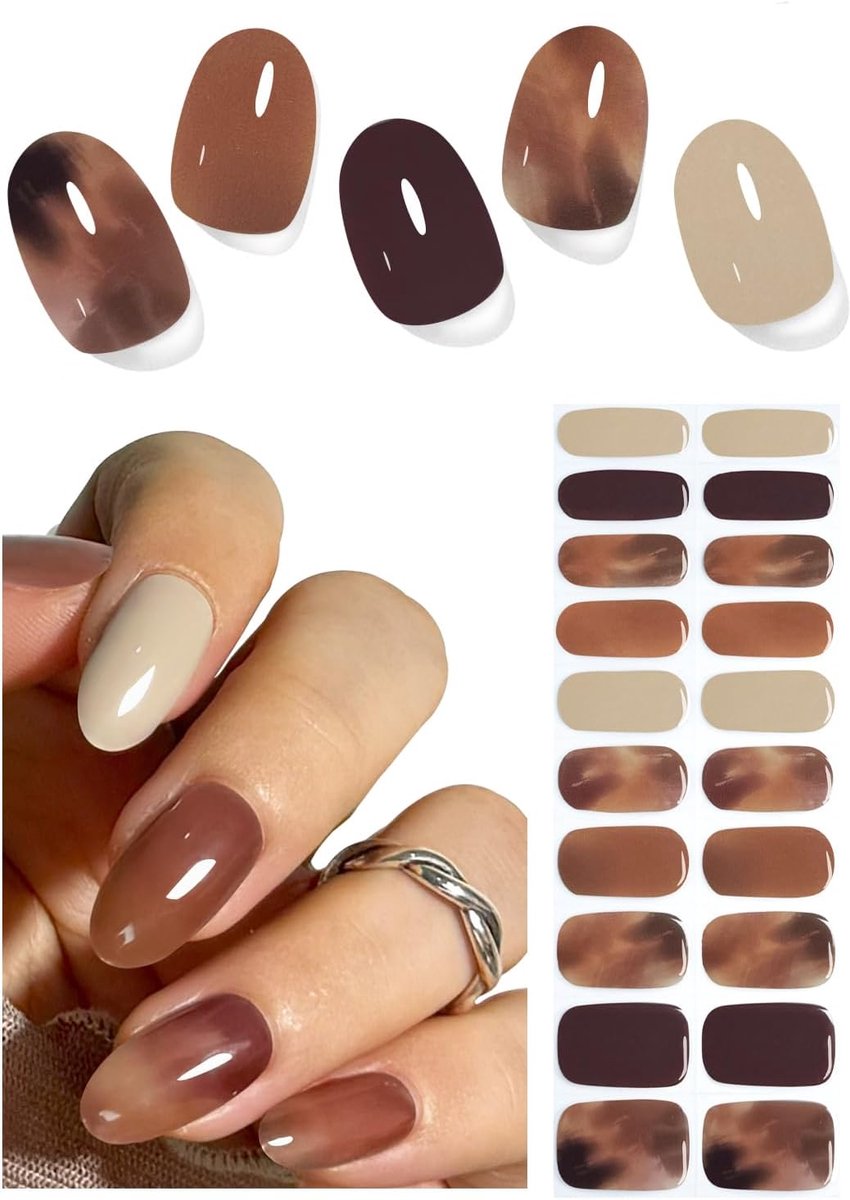 Nail film set 20 stuks - zelfklevend bruin marmer - UV gel nagelfilm - eenvoudig voor nail art - ShopVlot