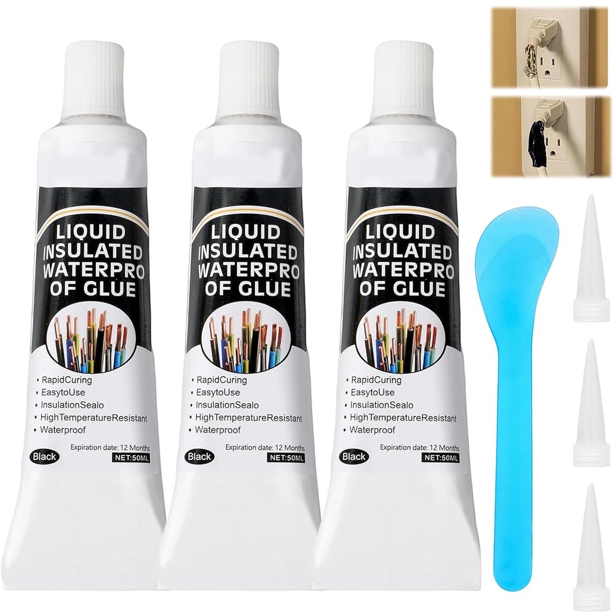 Vloeibaar isolatieband 3x50 ml - milieuvriendelijk - waterdicht - voor het repareren van kabelschade - ShopVlot