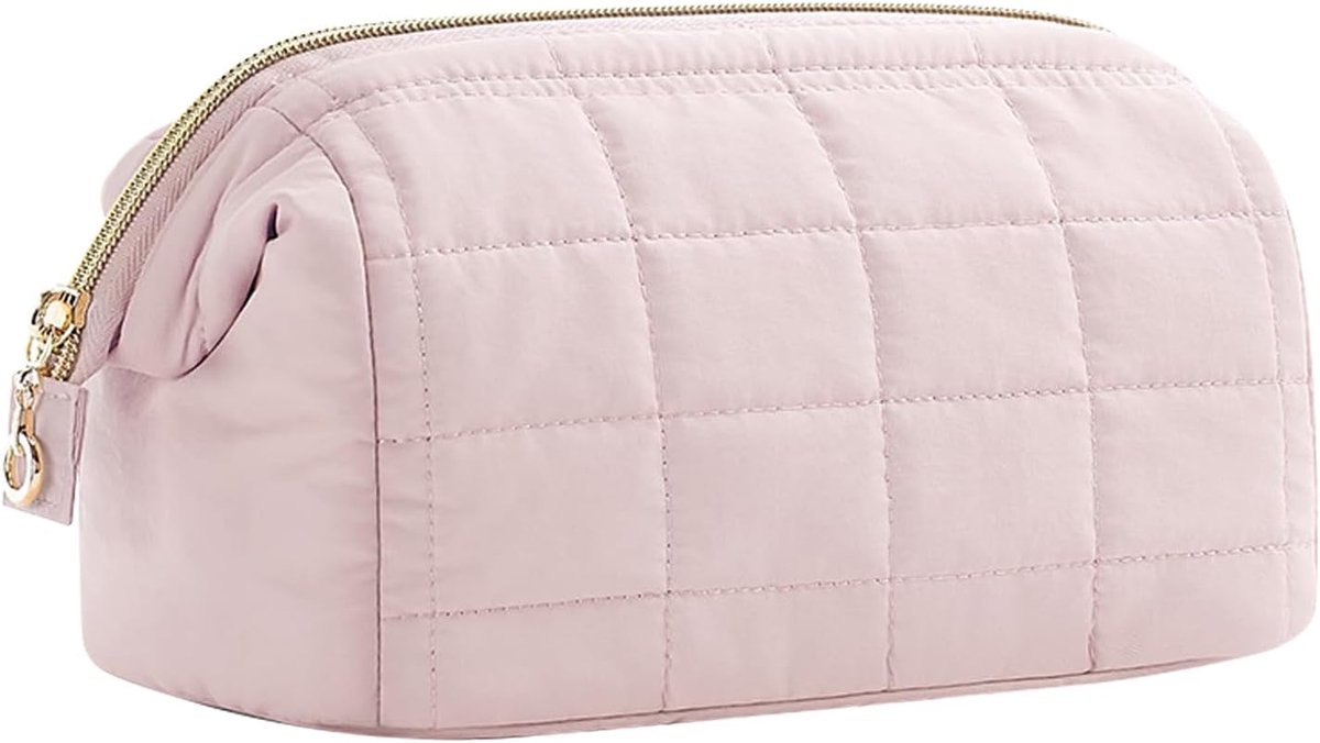 Cosmetica tas voor vrouwen 23x15x11.5 cm - roze - handvat - ideaal voor reizen - ShopVlot