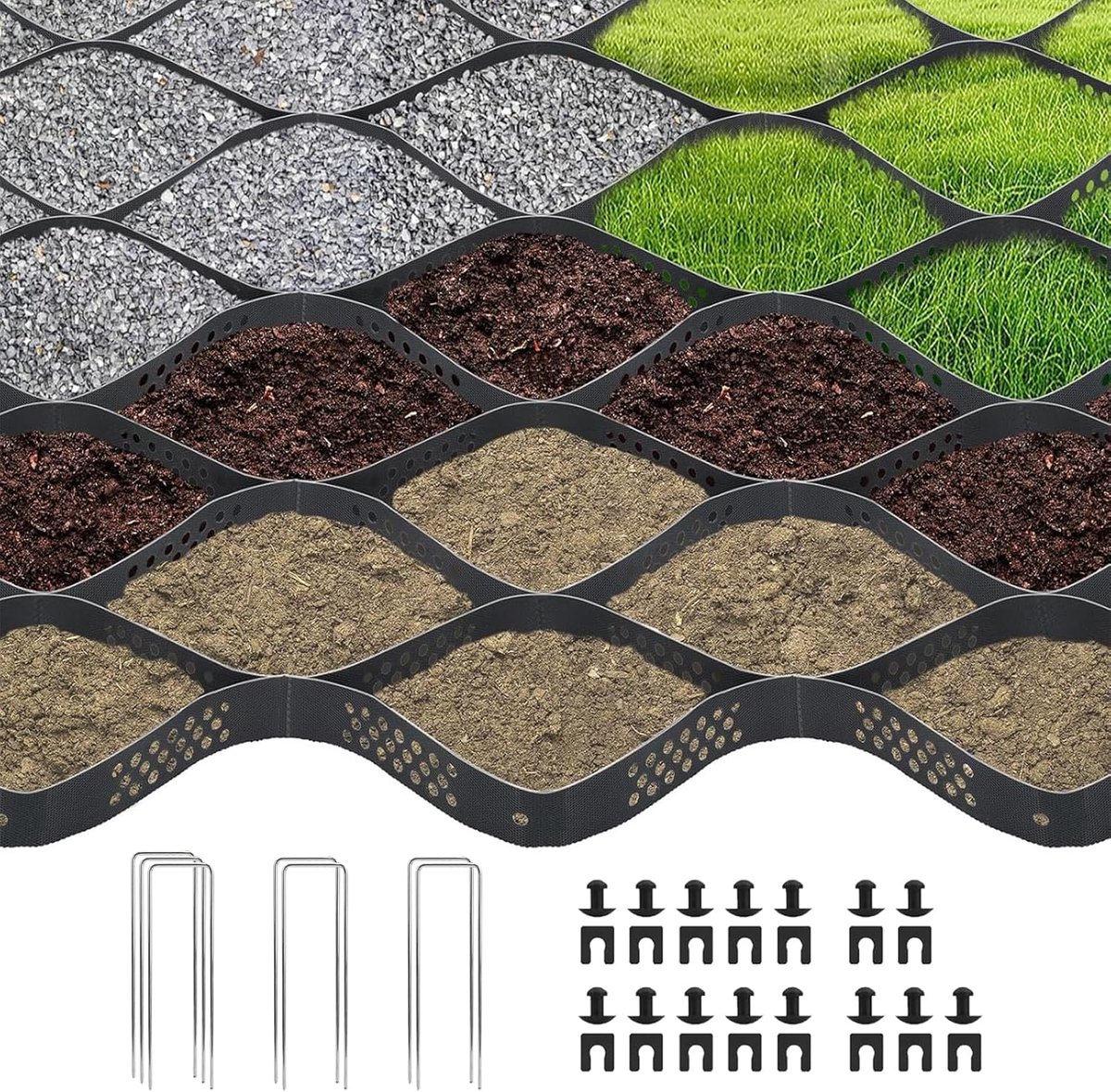 Grindmat 3m x 5m - 2 Inch Dikte - HDPE Materiaal - Ideaal voor Opritten en Tuinen - ShopVlot