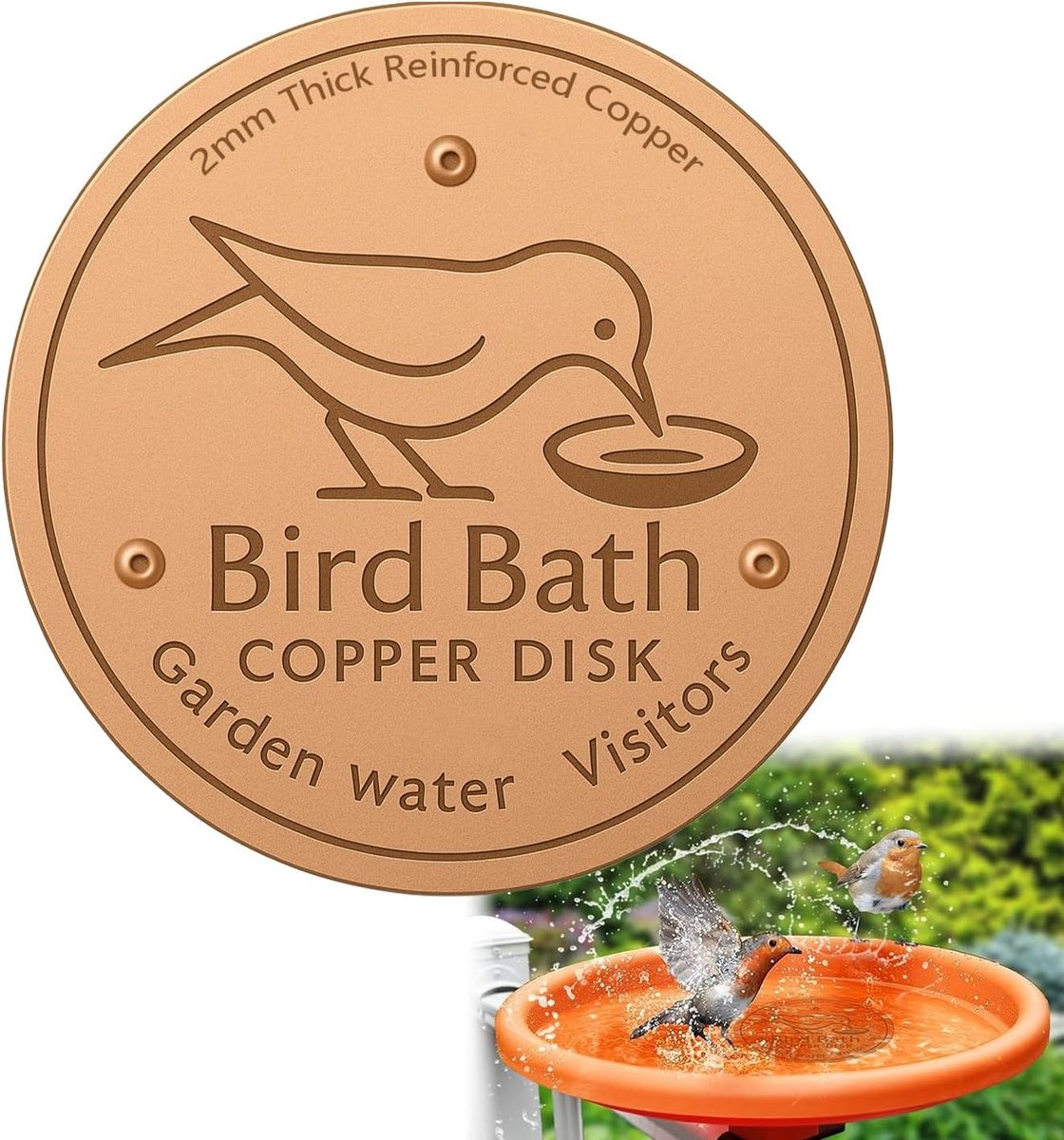 Vogeldrinkschijf - 99,99% puur koper - chemievrije waterzuivering - ideaal voor vogelbaden - ShopVlot