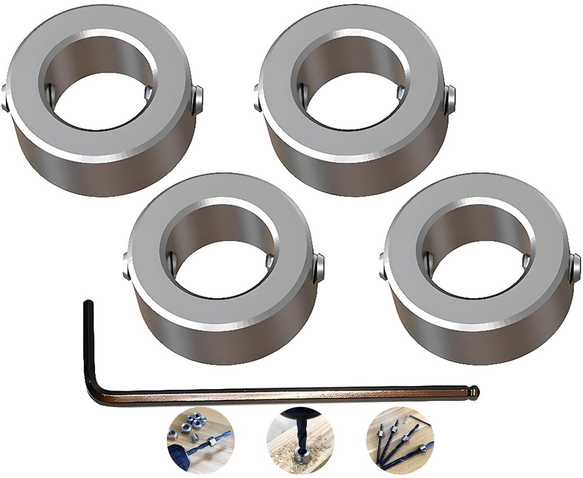 Depth Stop Collar Durable, CESFONJER Ring Positioner Distance Positioner Locator (ID: 12mm, 4pcs) for Woodworking - ShopVlot