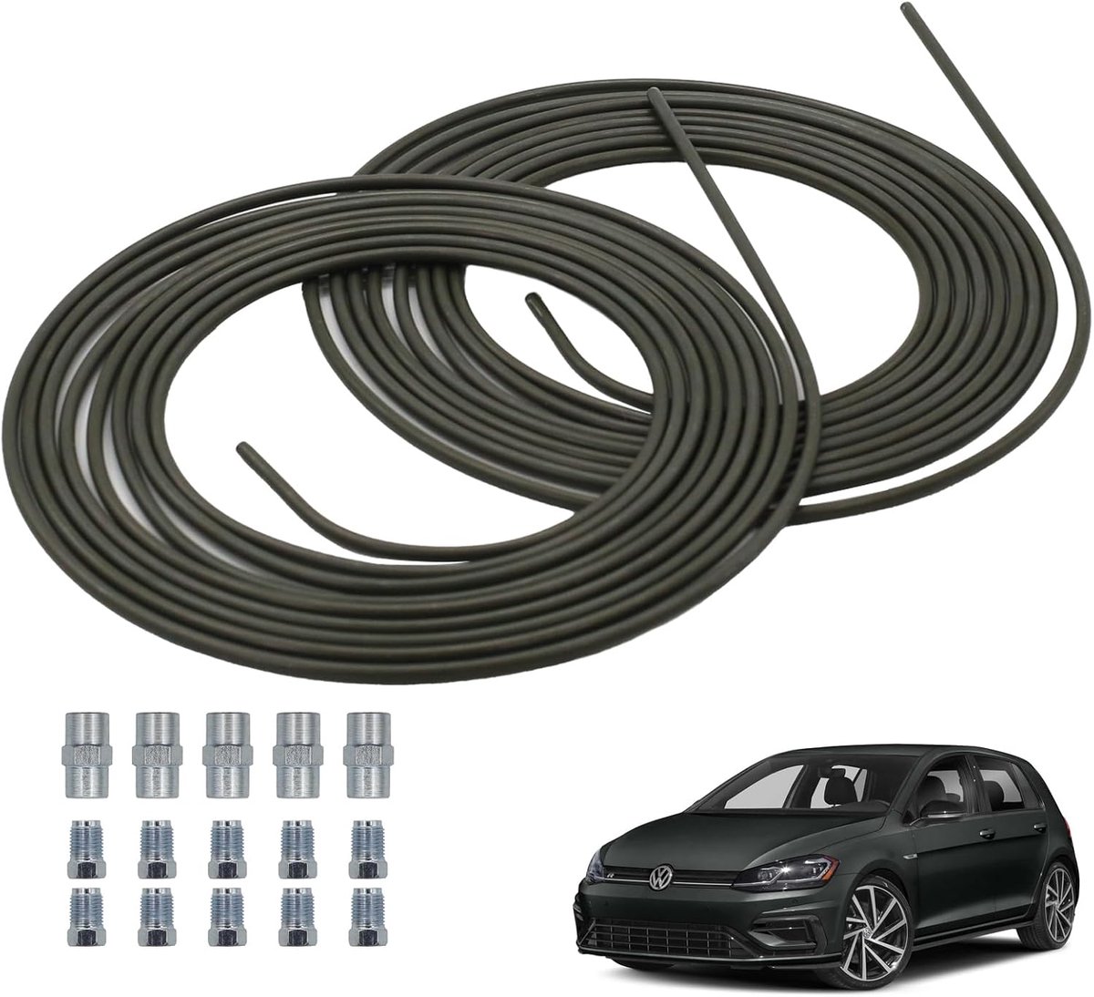2x brake line 5 m Ø 4.75 mm steel set with 10 connections and 5 connectors M10x1, DIN 74234, Flange F, suitable for - ShopVlot