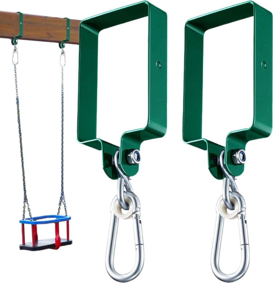 Schommel Haken - Bevestigingsmateriaal Schommel - Buiten Spelen - Verstelbaar Draaimechanisme - 14.5x9.5x3cm - Groen