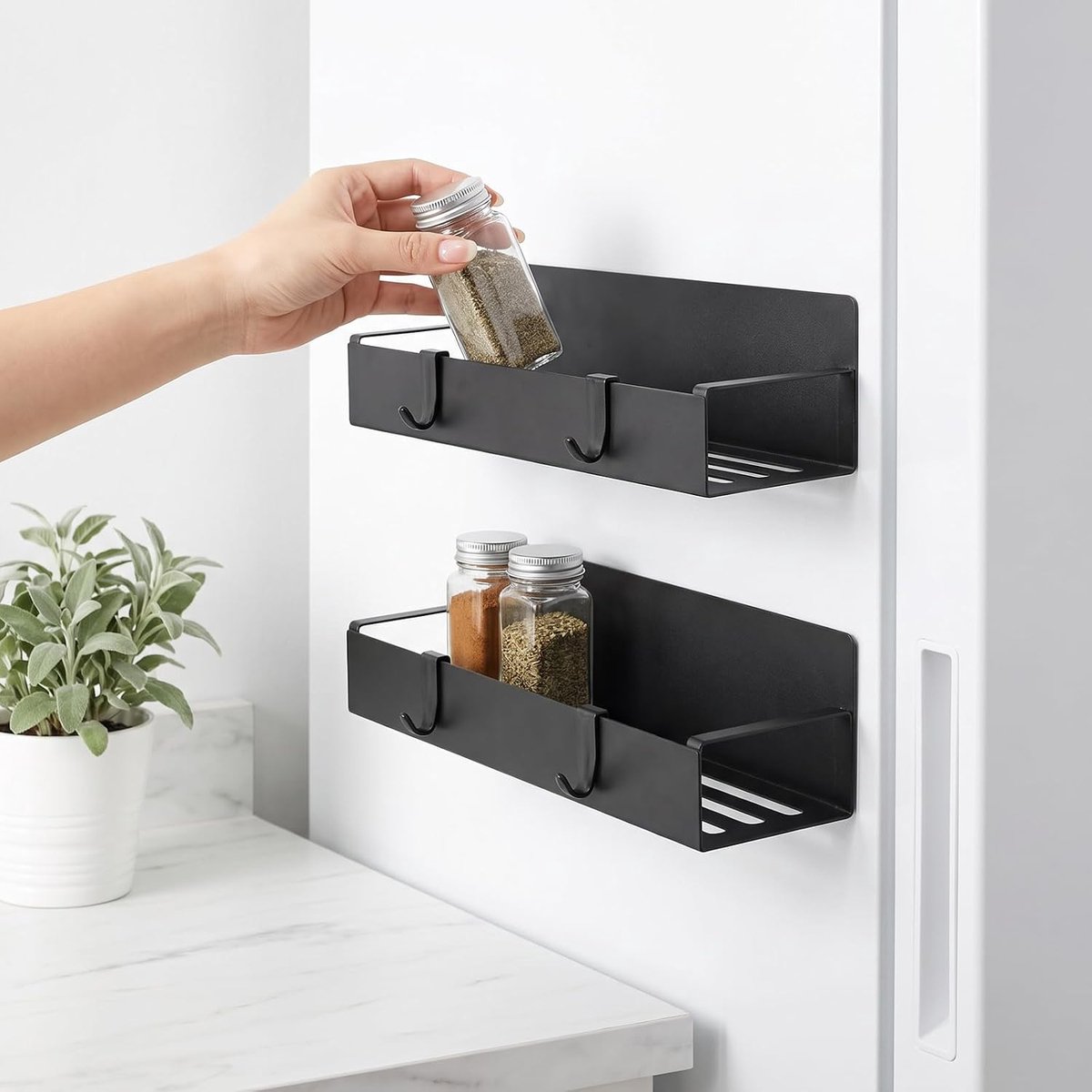 Magnetisch koelkastrek set van 2 - met 4 haken - wandmontage - ruimtebesparend - ShopVlot