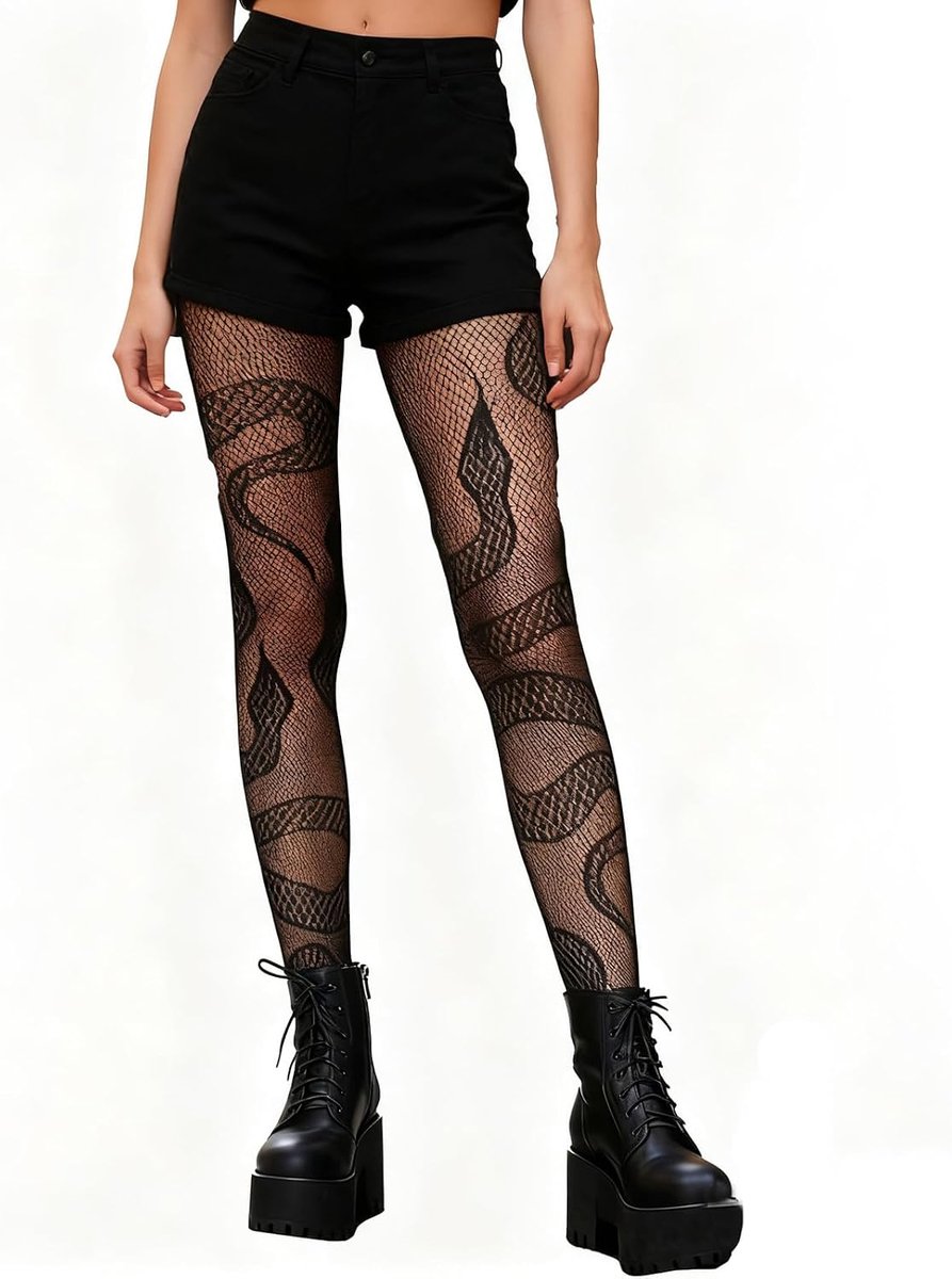 Vrouwen sexy visnetpanty - hoge taille - zwart patroon - perfect voor festivals - ShopVlot