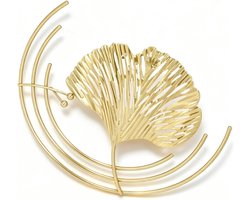 Muurdecoratie van Bladeren, IJzeren Wandsculptuur met Gouden Metaal, Perfect voor Woonkamer, Slaapkamer en Kantoorruimte