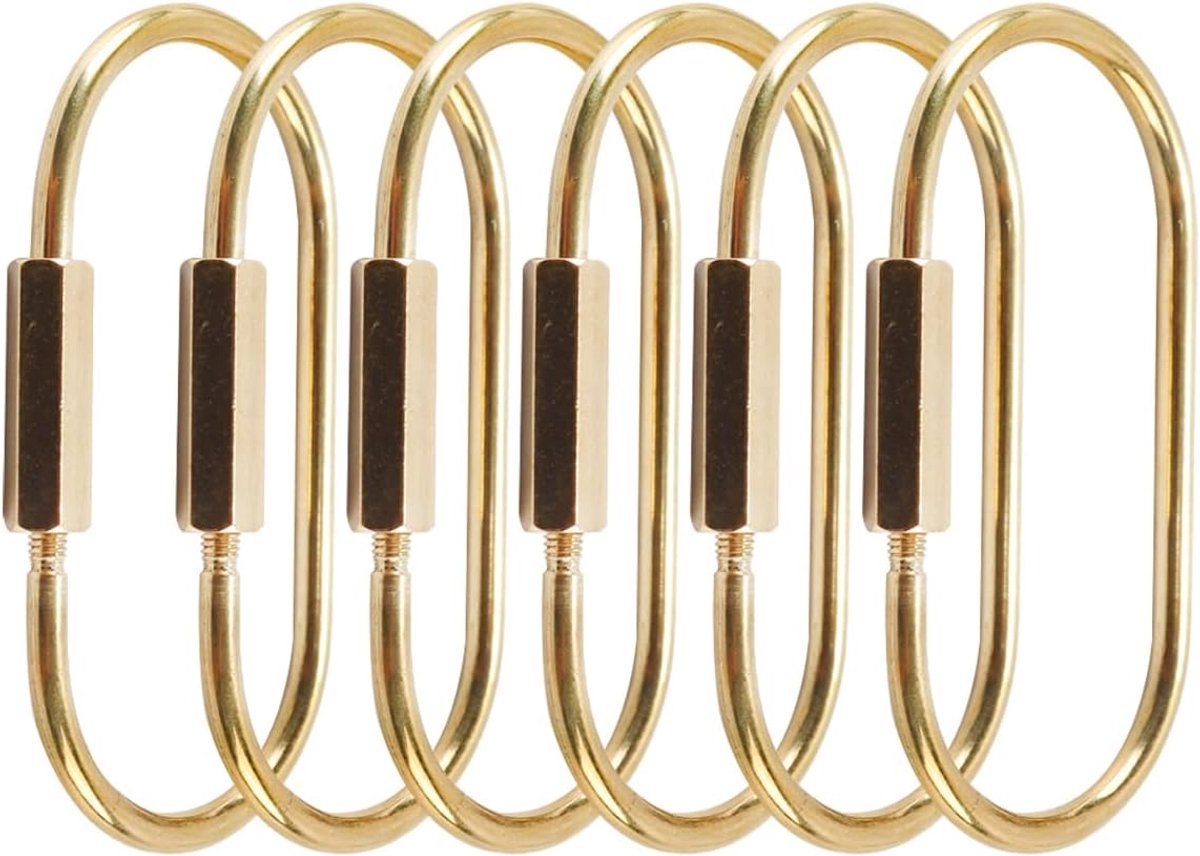 Sleutelhanger set 5 stuks - goud messing - kleine karabijnhaak - ideaal voor handtassen - ShopVlot