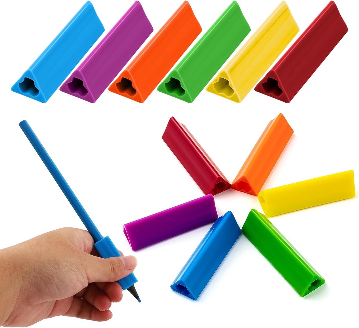 Pen grips 12 stuks - silicone penhouders - ergonomisch ontwerp - ondersteuning voor kinderen - ShopVlot