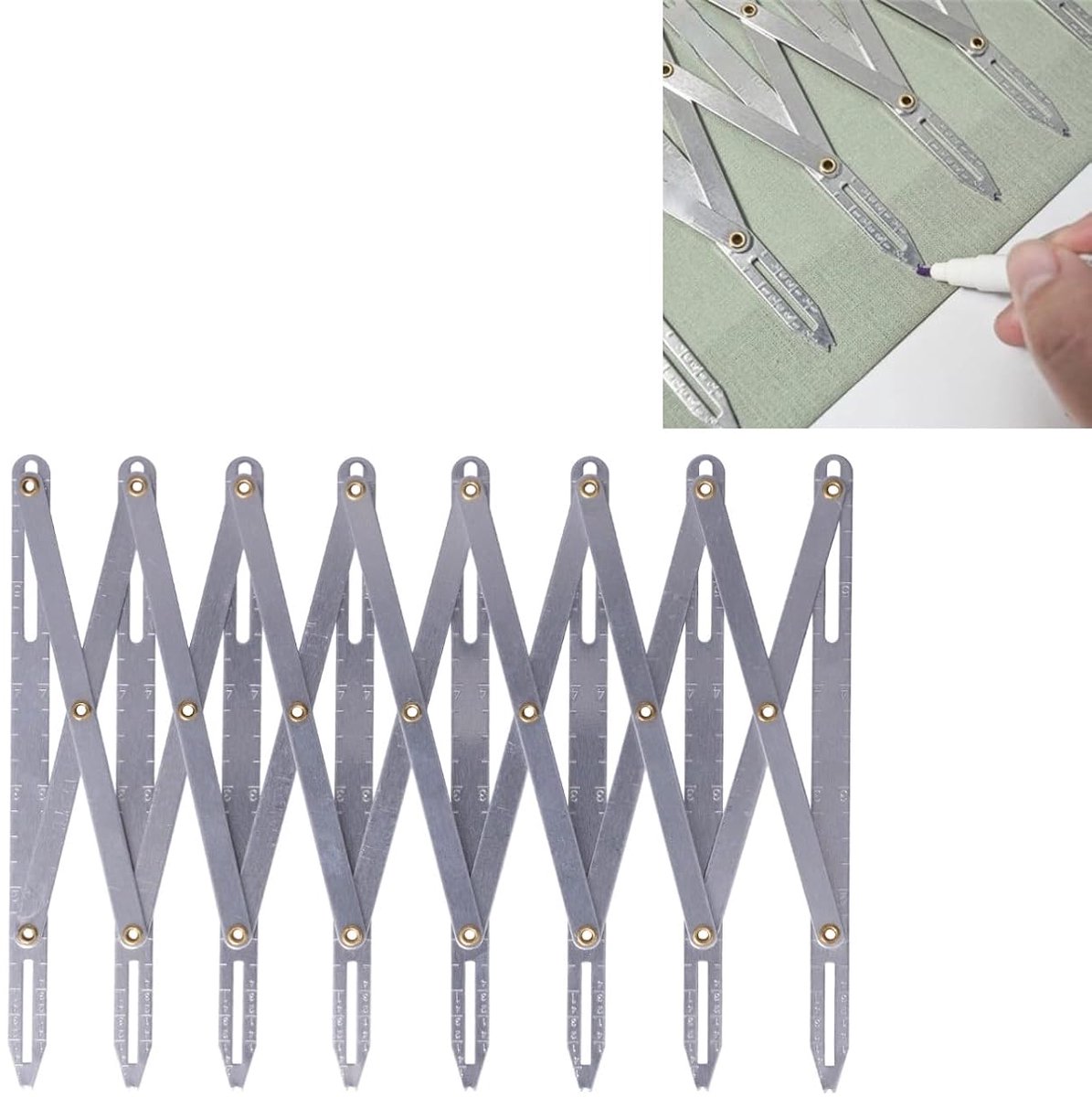 SnelShoppen - Naaldmes, Knopsgatafstandmeter, Aluminium Uitbreidbare Naaldmeter, Multifunctionele Afstandsmeter voor Naaiwerk, DIY Naaiaccessoires, Kn