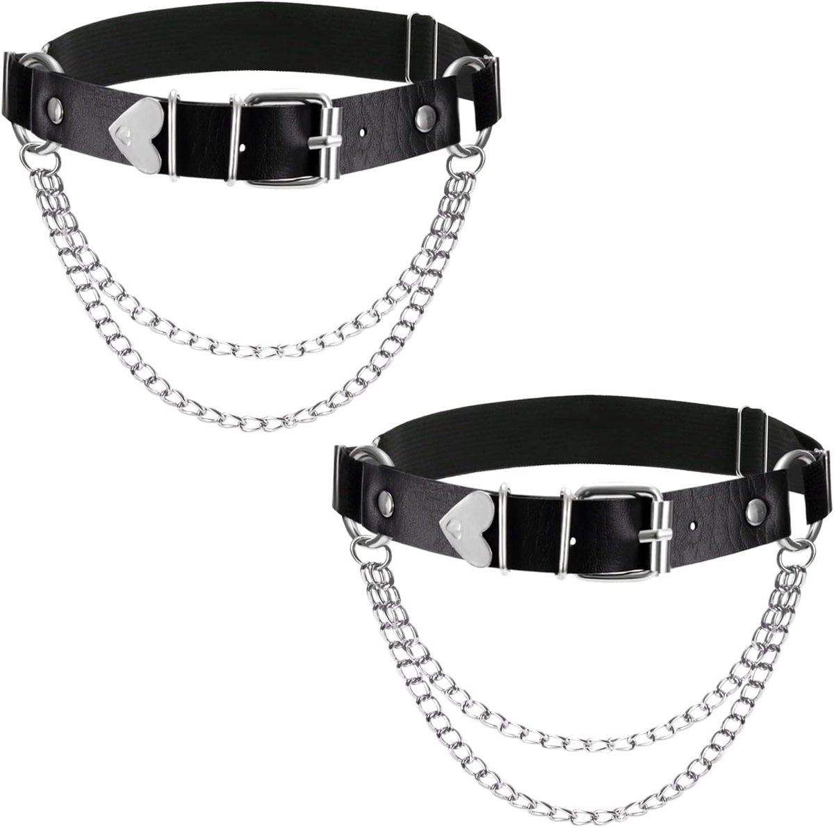 Leren kousenband dames - verstelbare dijbeenriem - hart en ketting - elastische beensieraden voor festivals - ShopVlot