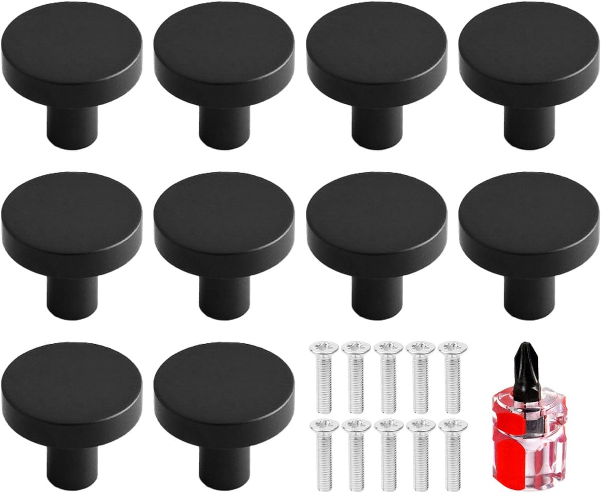 Knop Handvatten 10 Stuks - Zwart - Inclusief Schroeven en Schroevendraaier - Voor Meubelmontage - ShopVlot