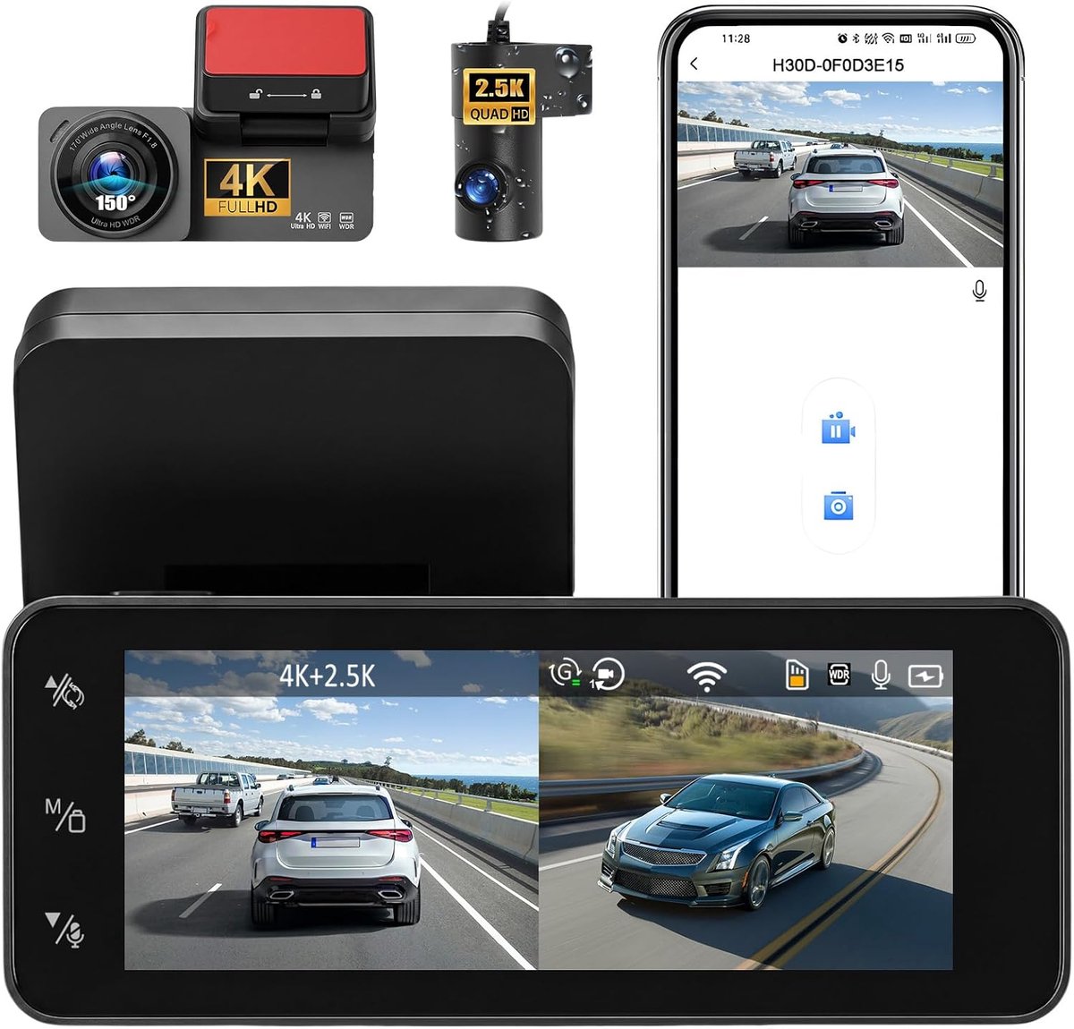 Dashcam 4K met 3,16 inch touchscreen - WiFi 6 en G-sensor - Nachtzicht en parkeerassistent - Veiligheid voor onderweg - ShopVlot