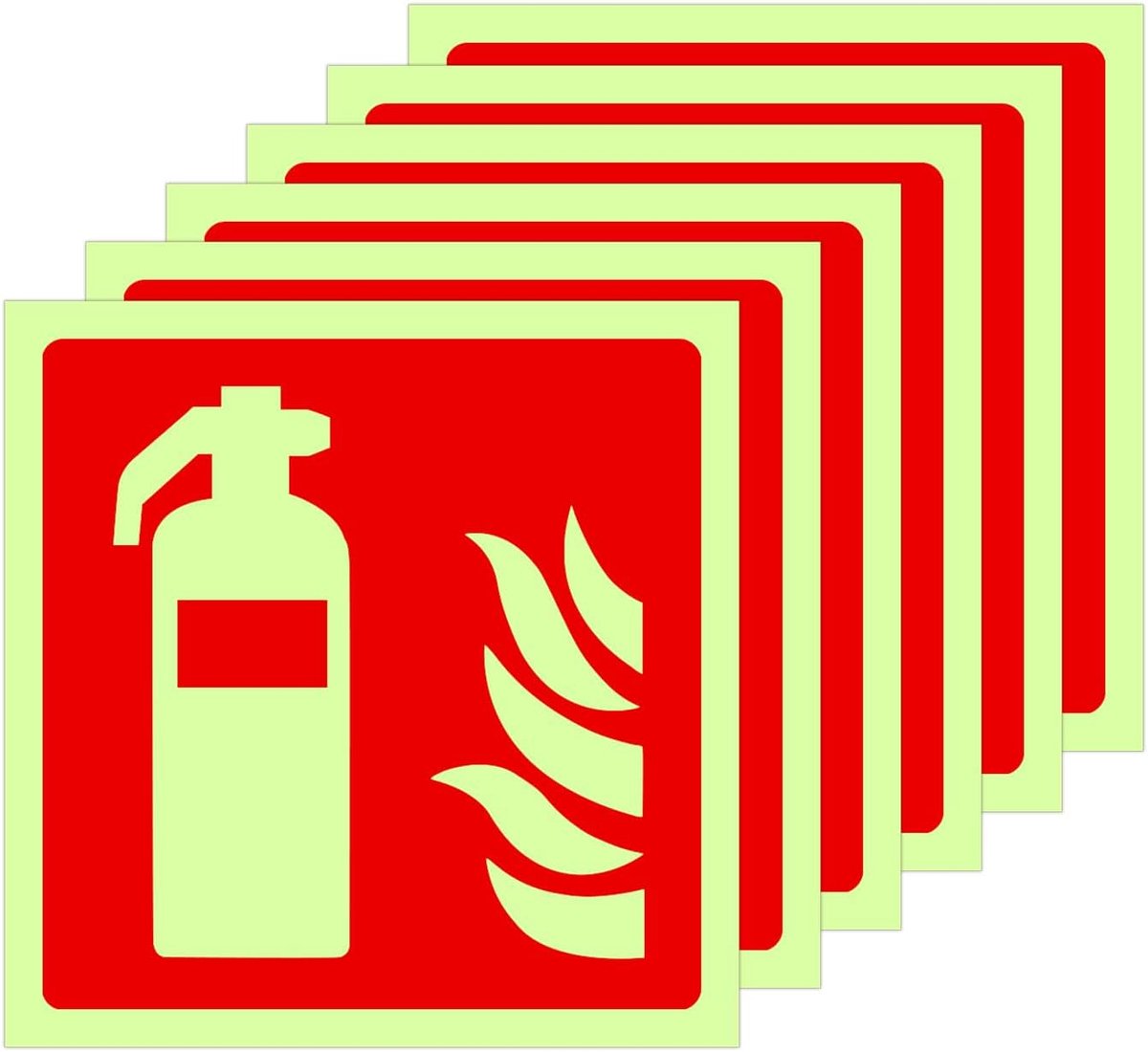 Bord voor brandblusser 15 x 15 cm - lichtgevende pvc-stickers - weerbestendig - ideaal voor openbare ruimtes - ShopVlot