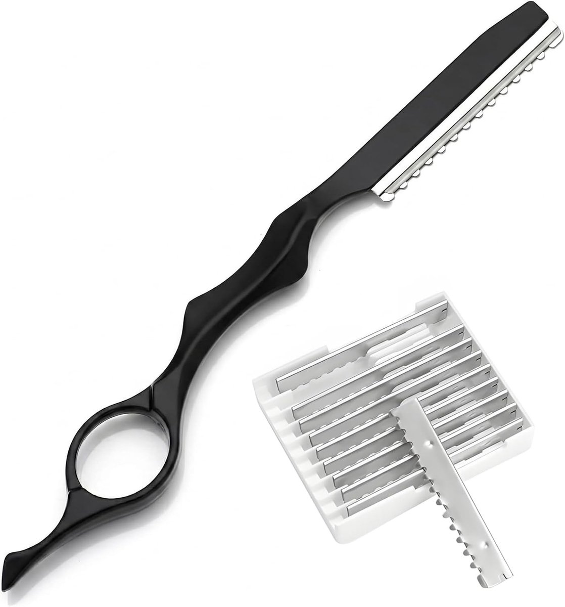 Professioneel haarstyling scheermes voor kappers, effileermes, uitdunnen, 10 vervangbare mesjes voor heren, ideaal voor precisie knipwerk en styling