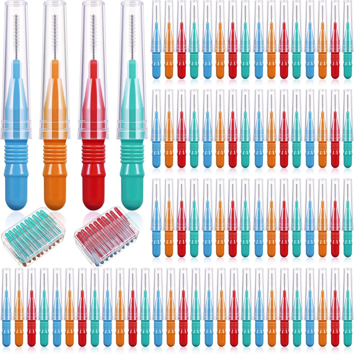 Interdentale borstel set - verschillende kleuren - met opbergdoos - ideaal voor effectieve mondhygiëne - ShopVlot