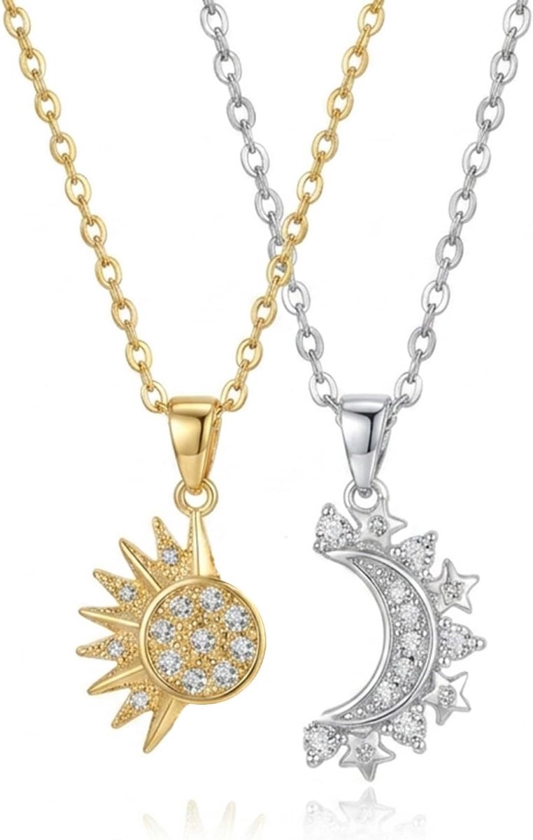 Partner- en vriendschapskettingen - roestvrij staal - zon en maan - symboliseer jullie band - ShopVlot