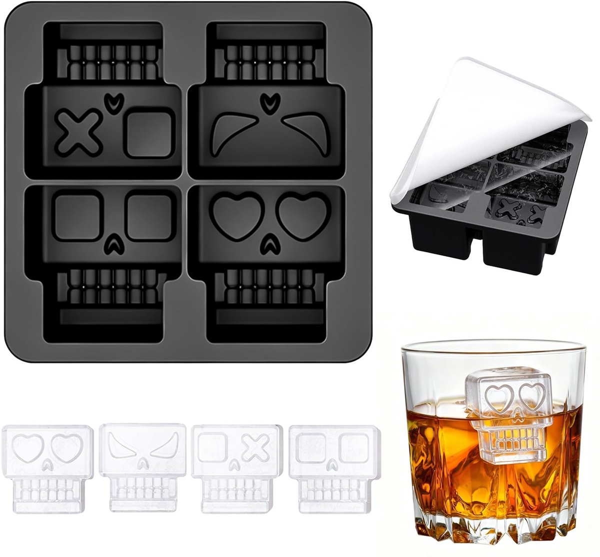 Solidchoice - Grote Silicone IJsblokjes Tray met Skulls Design