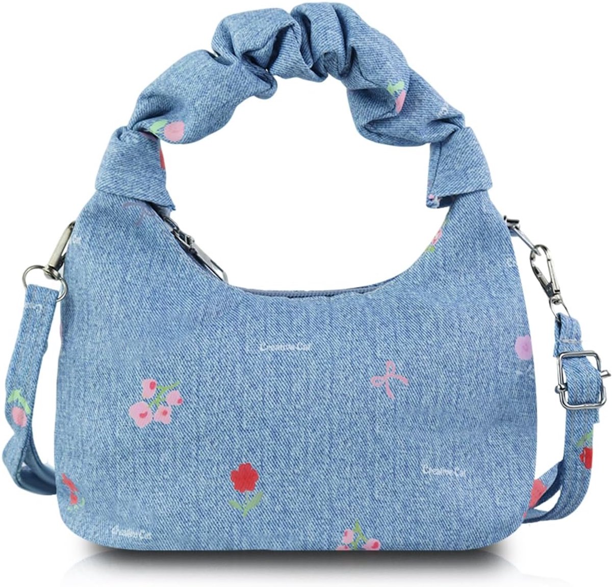 Mini denim handtas dames - kleine hobo crossbody tas - met rits - perfect voor dagelijks gebruik - ShopVlot