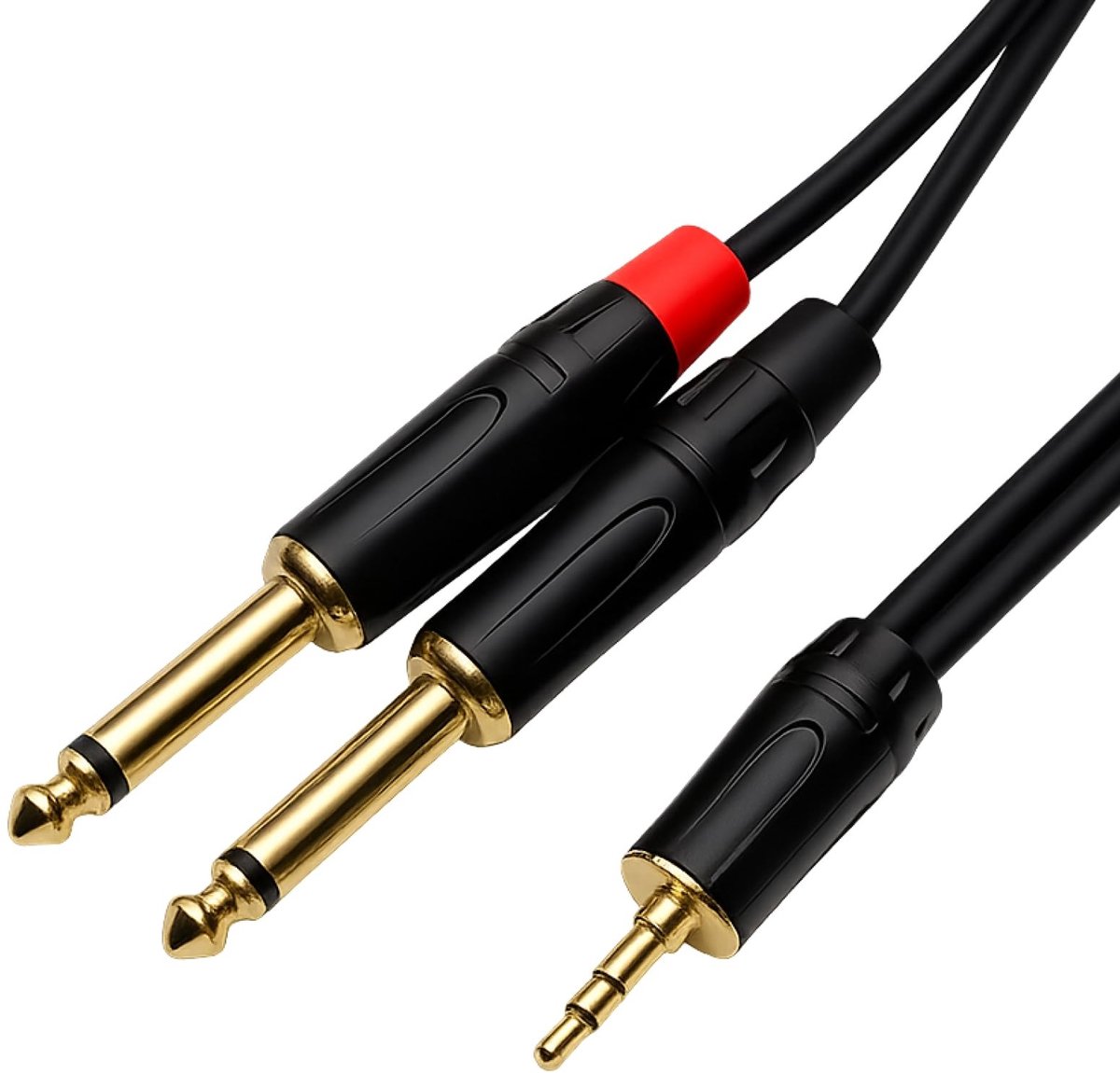 Solidchoice - 1m 3.5mm Jack naar Dual 6.3mm Mono Y Audio Kabel