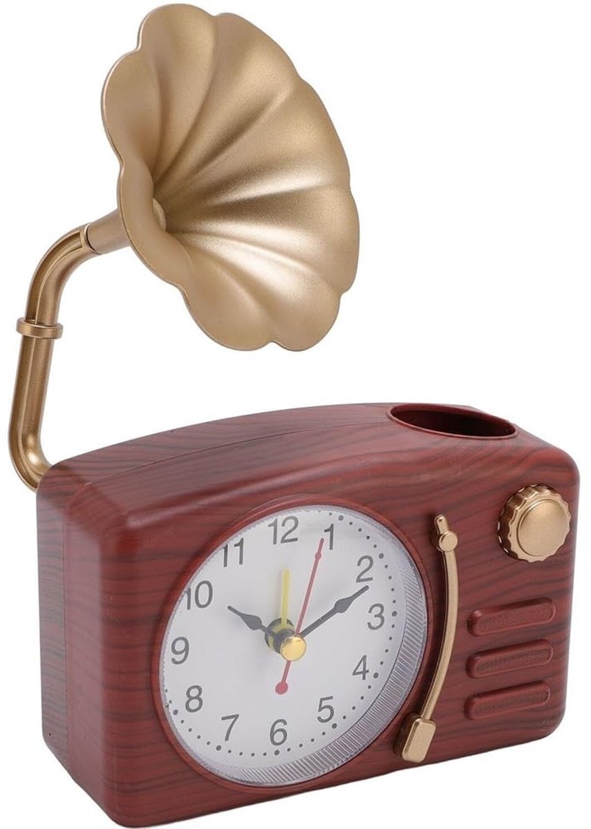 Solidchoice - Vintage Phonograaf Klok met Penhouder voor Bureau