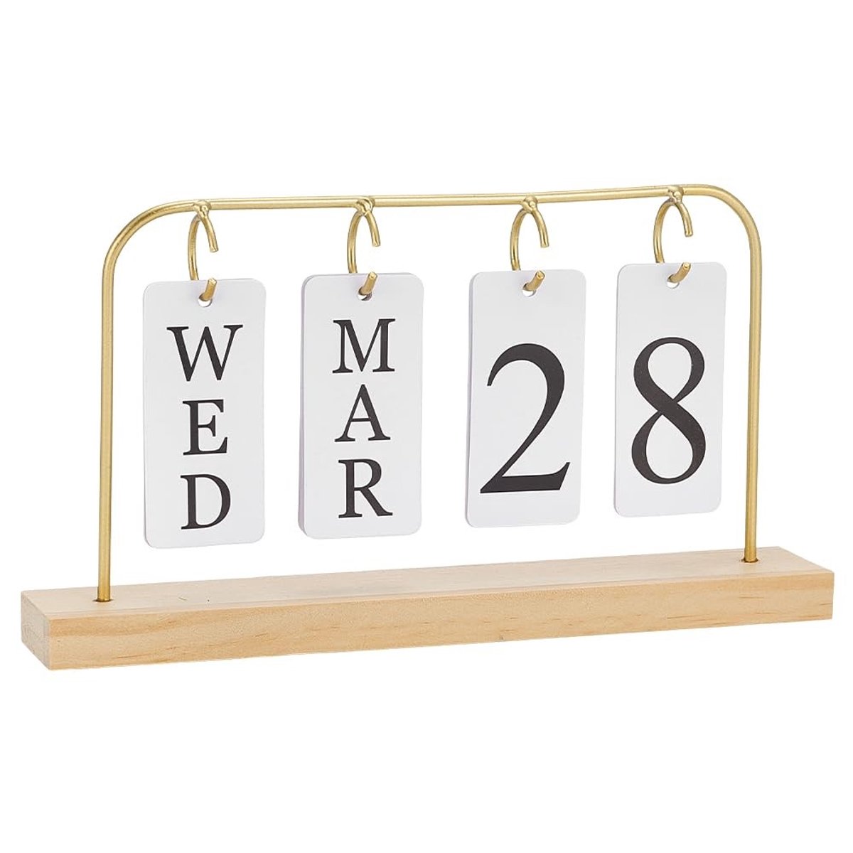 Solidchoice - Houten Perpetuele Kalender voor Bureau met Metaal