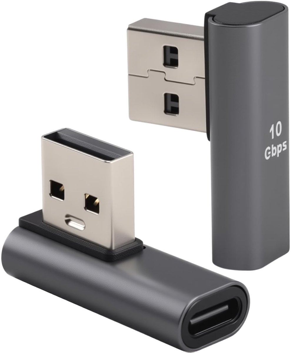 Solidchoice - Set van 2 90° USB Type C Adapters voor Snelle Oplading