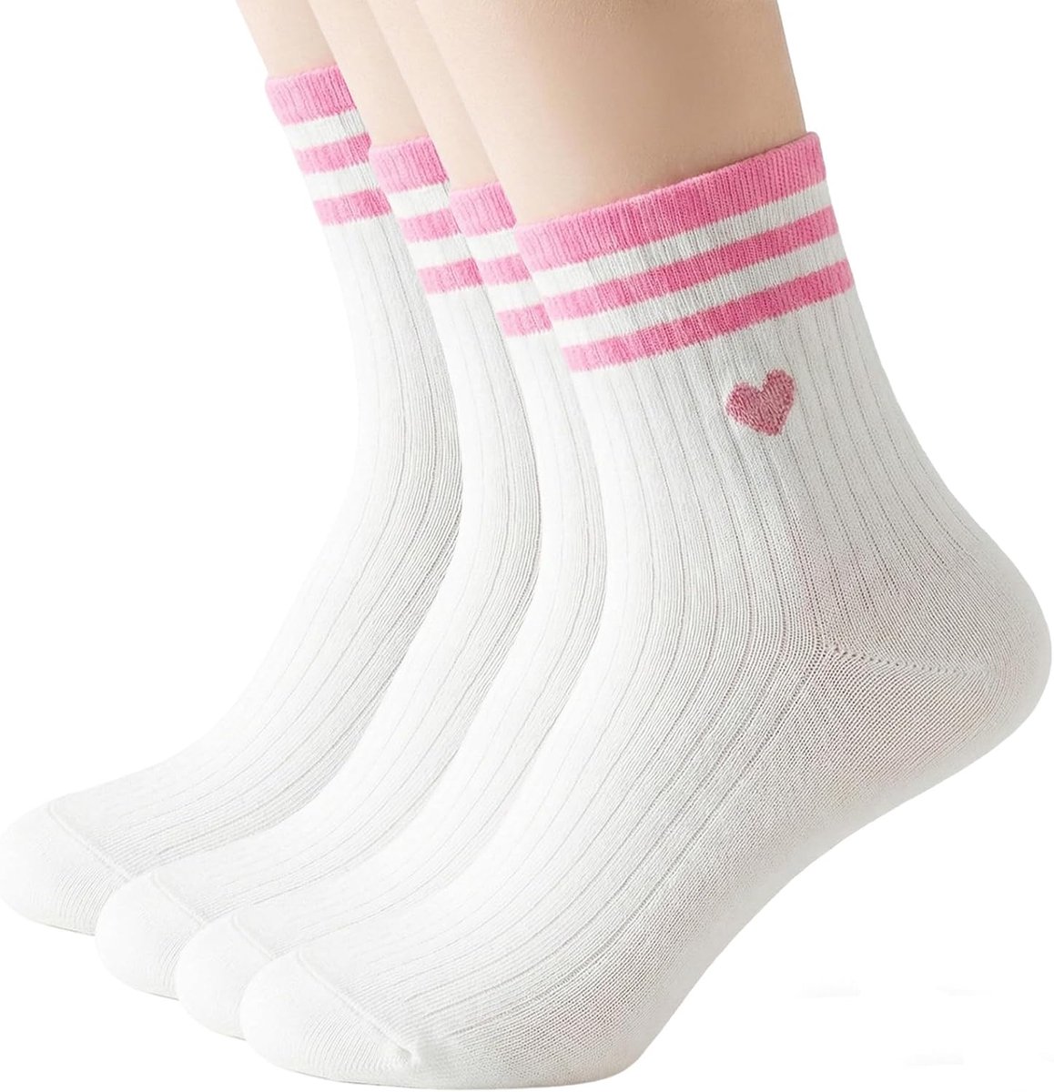 Badstofsokken dames - 2 paar katoen - met hartje - perfect cadeau voor geliefde - ShopVlot