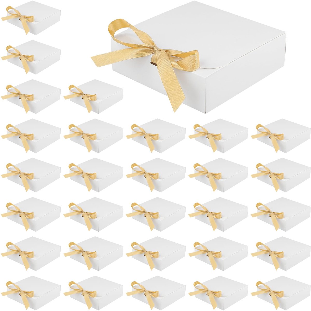 Solidchoice - Set van 30 Witte Geschenkdozen met Lint