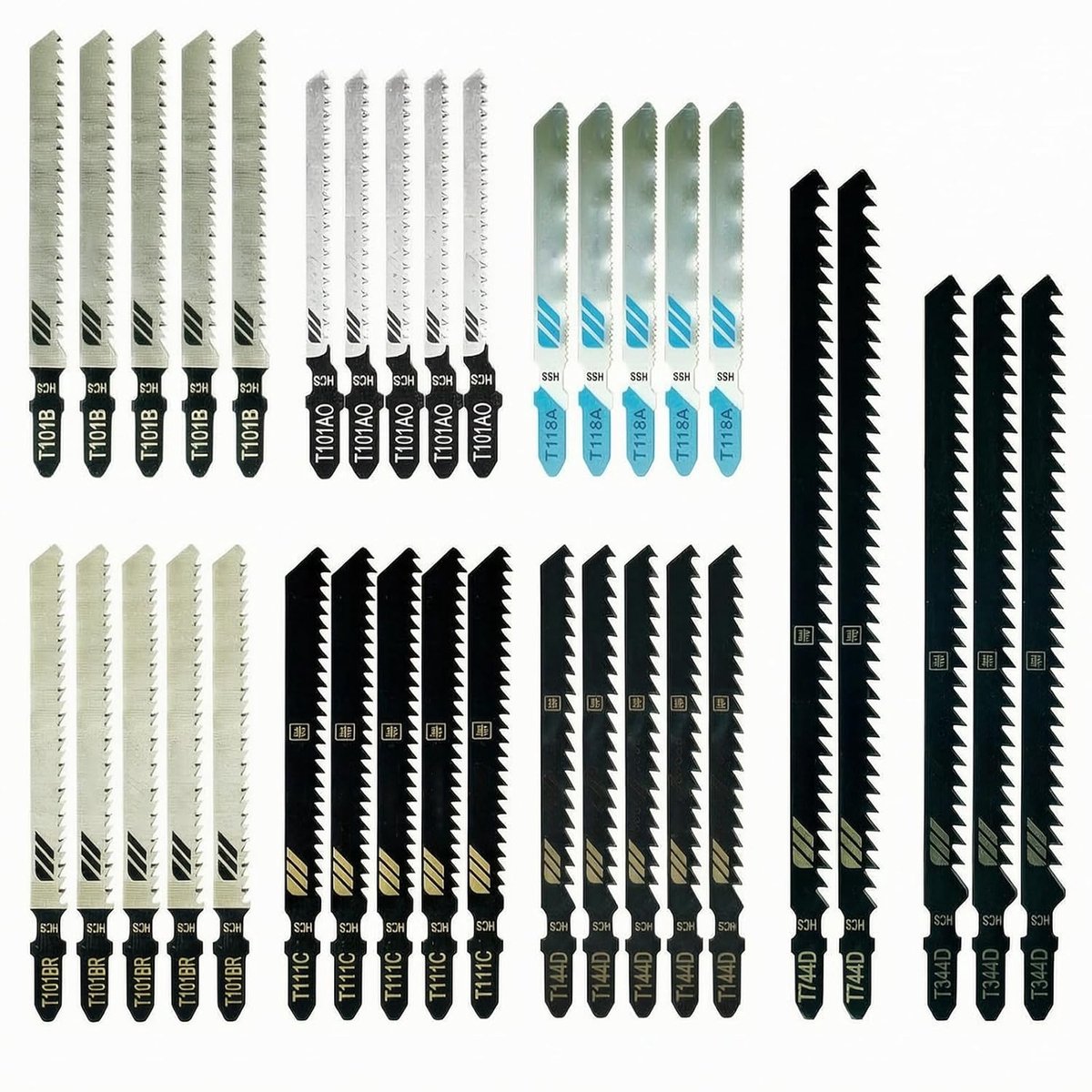 Jigsaw Blades Set van 35 - T-Shank - HCS en HSS - Geschikt voor hout, metaal en kunststof - ShopVlot