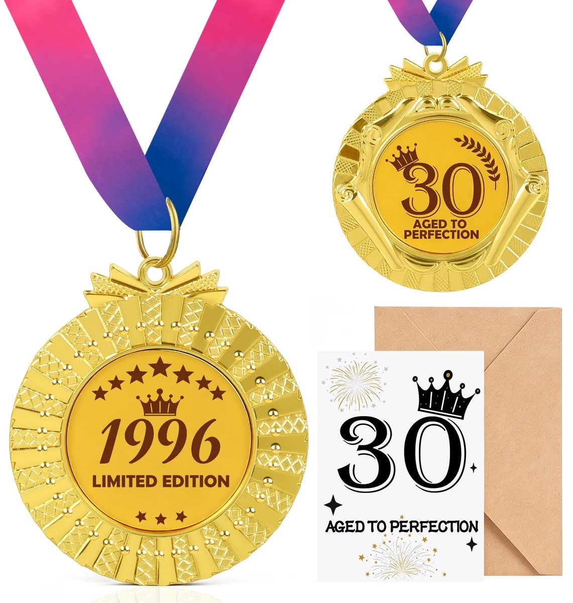 Solidchoice - Gepersonaliseerde Medaille met Verjaardagskaart voor 30e Verjaardag