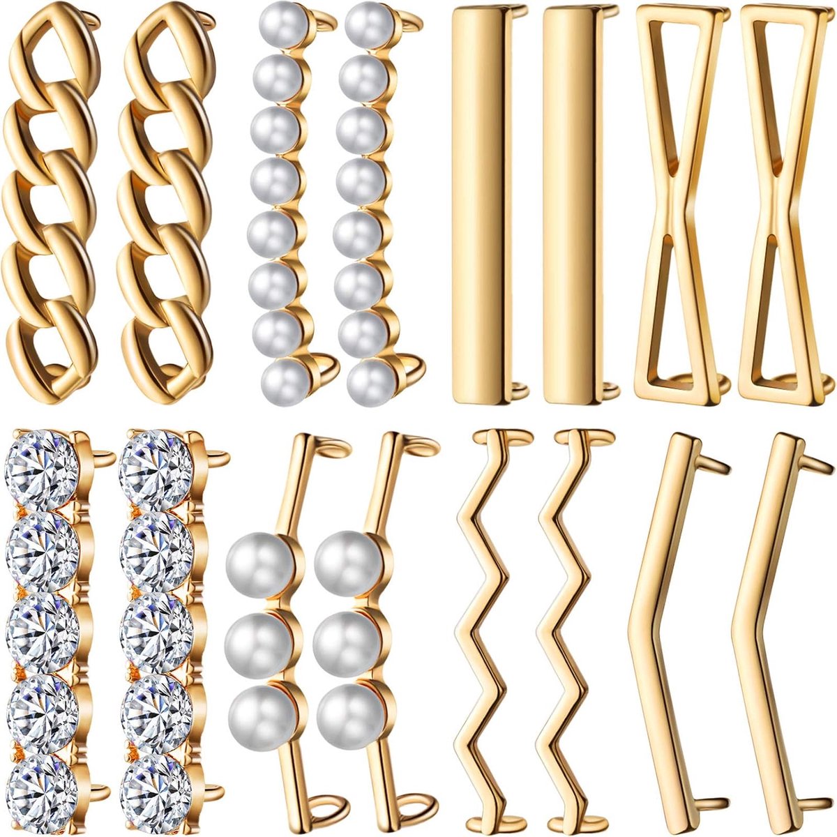 Schoenveter Charms 16 stuks - Versieringen met Parels en Rhinestones - Decoratieve Schoenclips voor Dames - ShopVlot