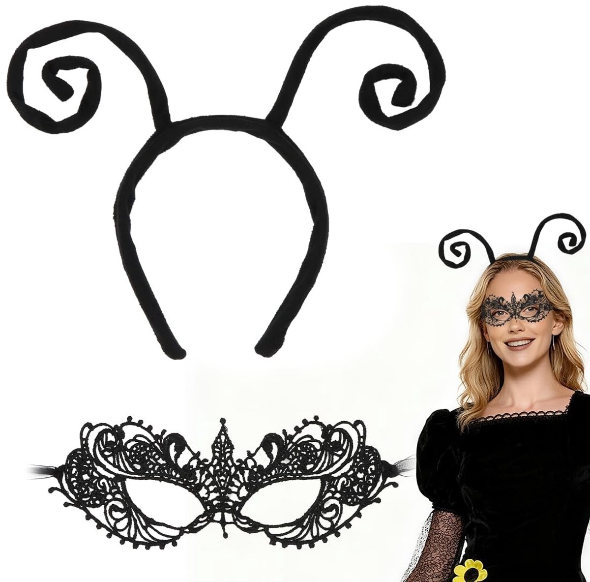 Solidchoice - Sexy Leren Masker en Antenne Hoofdband voor Feestjes