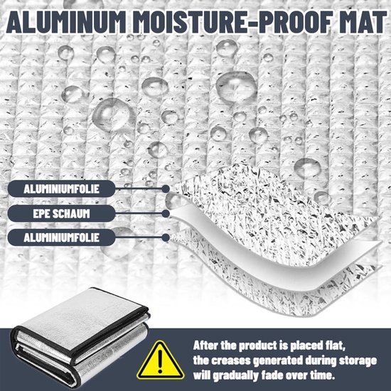 Aluminium Isolatiemat - 200 x 200 cm - Waterdichte Schuimmat met Aluminiumfolie - Voor Kamperen en Buitenactiviteiten — afbeelding 5