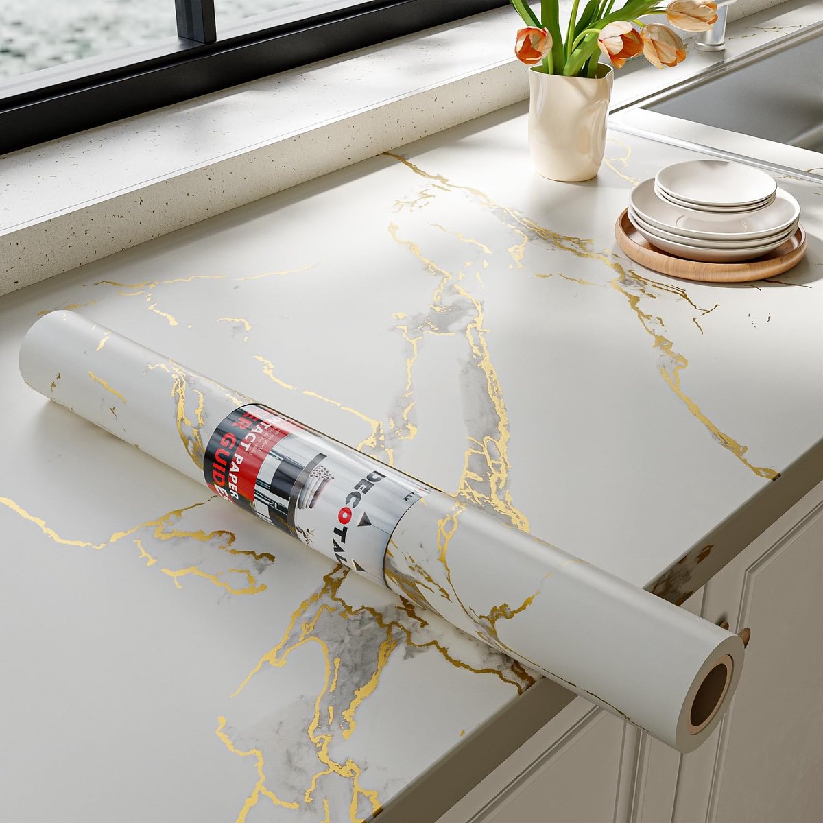 Solidchoice - Marmeren Effect Meubel Folie 40 x 500 cm voor Decoratie