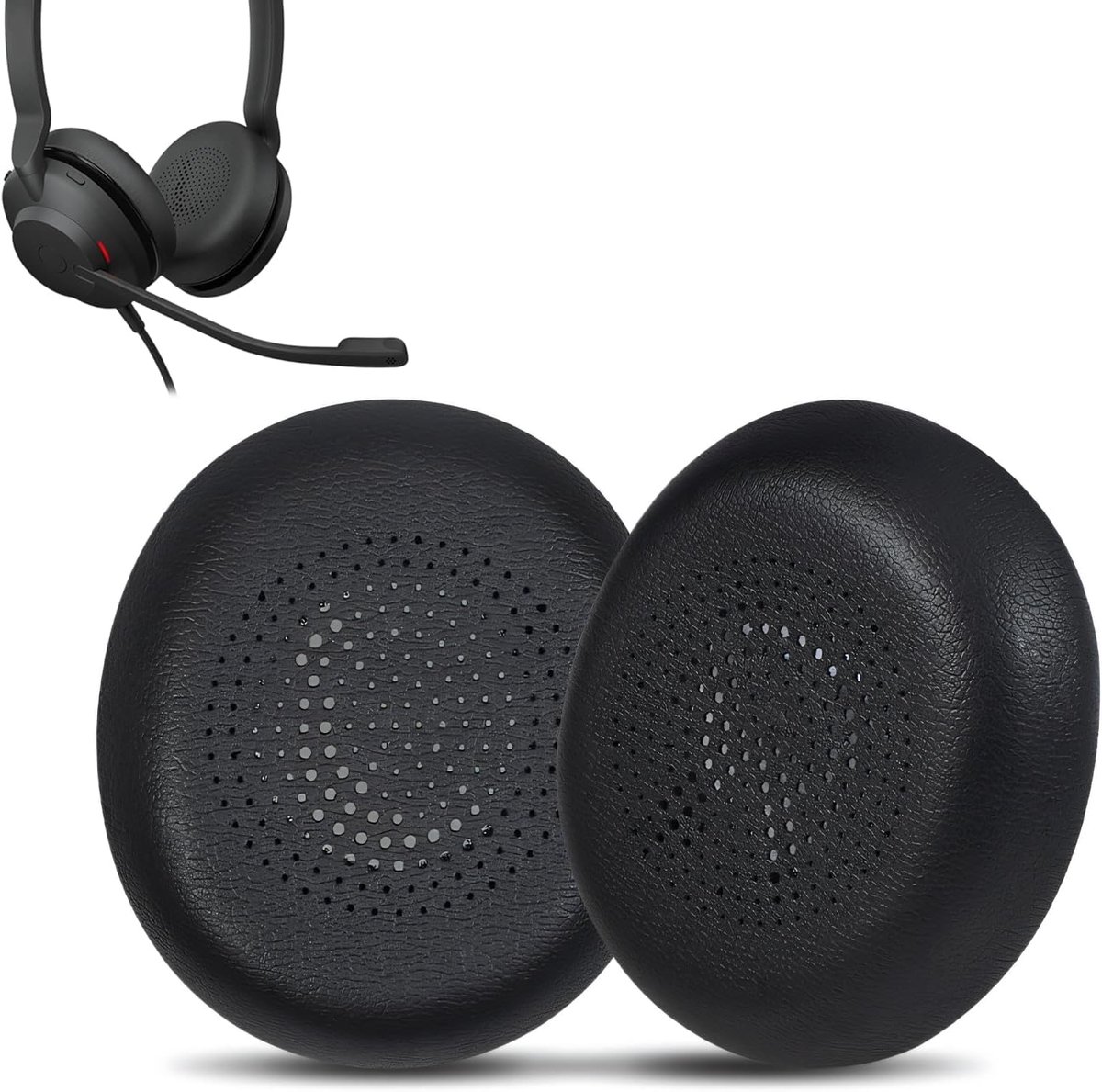 Vervangende oordopjes en oorkussens - zwart leer - voor Jabra Elite 45H - comfortabele pasvorm - ShopVlot