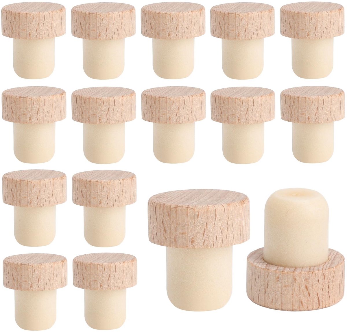 Solidchoice - Set van 16 Houten T-stoppers voor Flessen