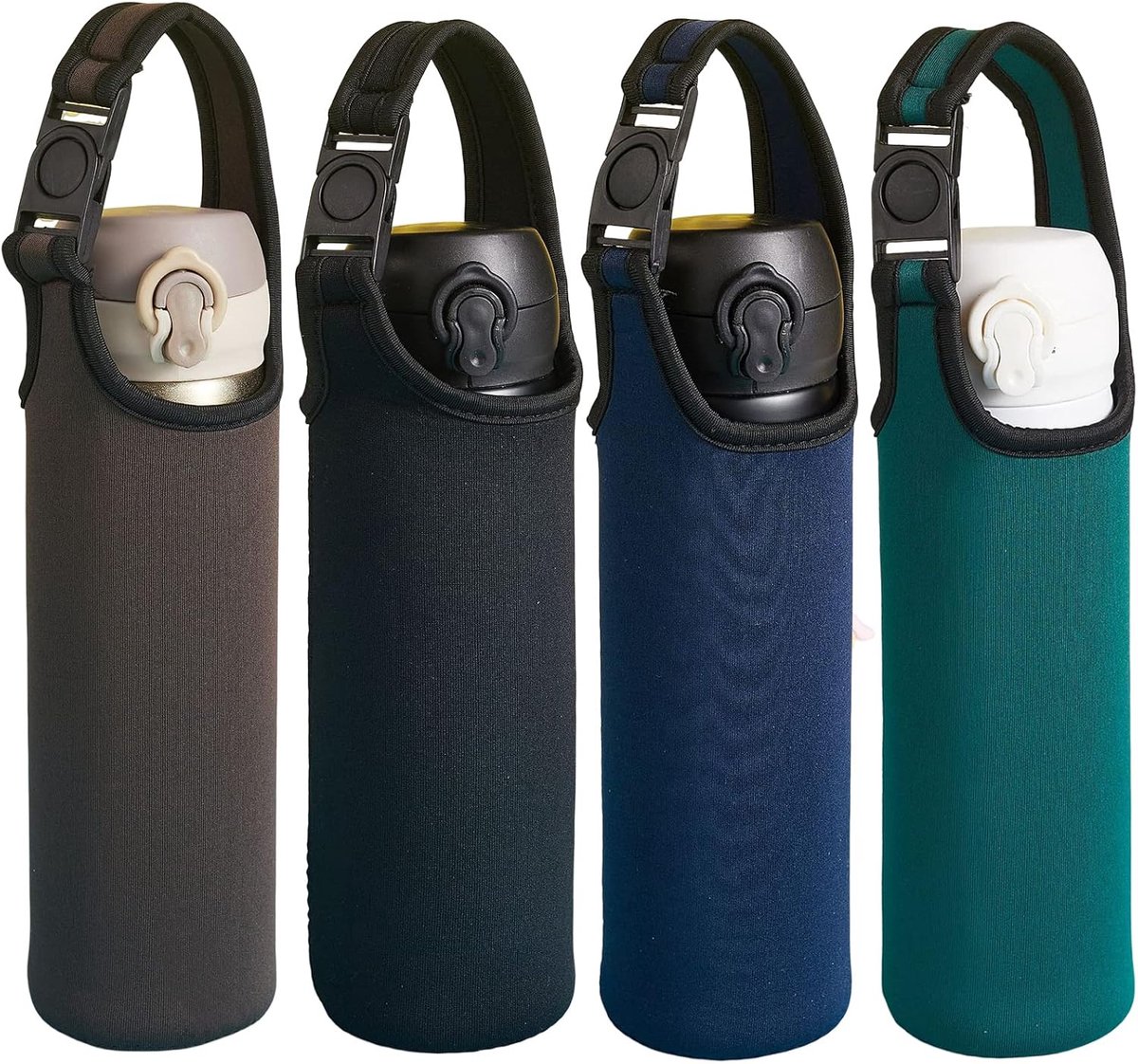 Drinkfleshouder met 4 vakken - Neopreen - Beschermende hoes - Voor school, werk en sport - ShopVlot