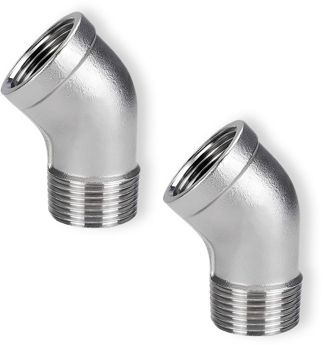 Solidchoice - Set van 2 Roestvrijstalen 45° Buisverbinders