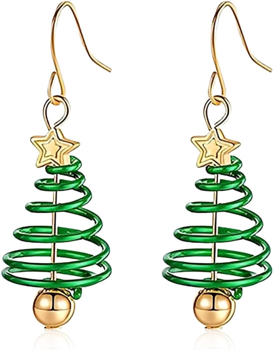 Damesoorbellen kerst - roestvrij staal - kerstman en sneeuwvlokken - perfect cadeau voor de feestdagen - ShopVlot
