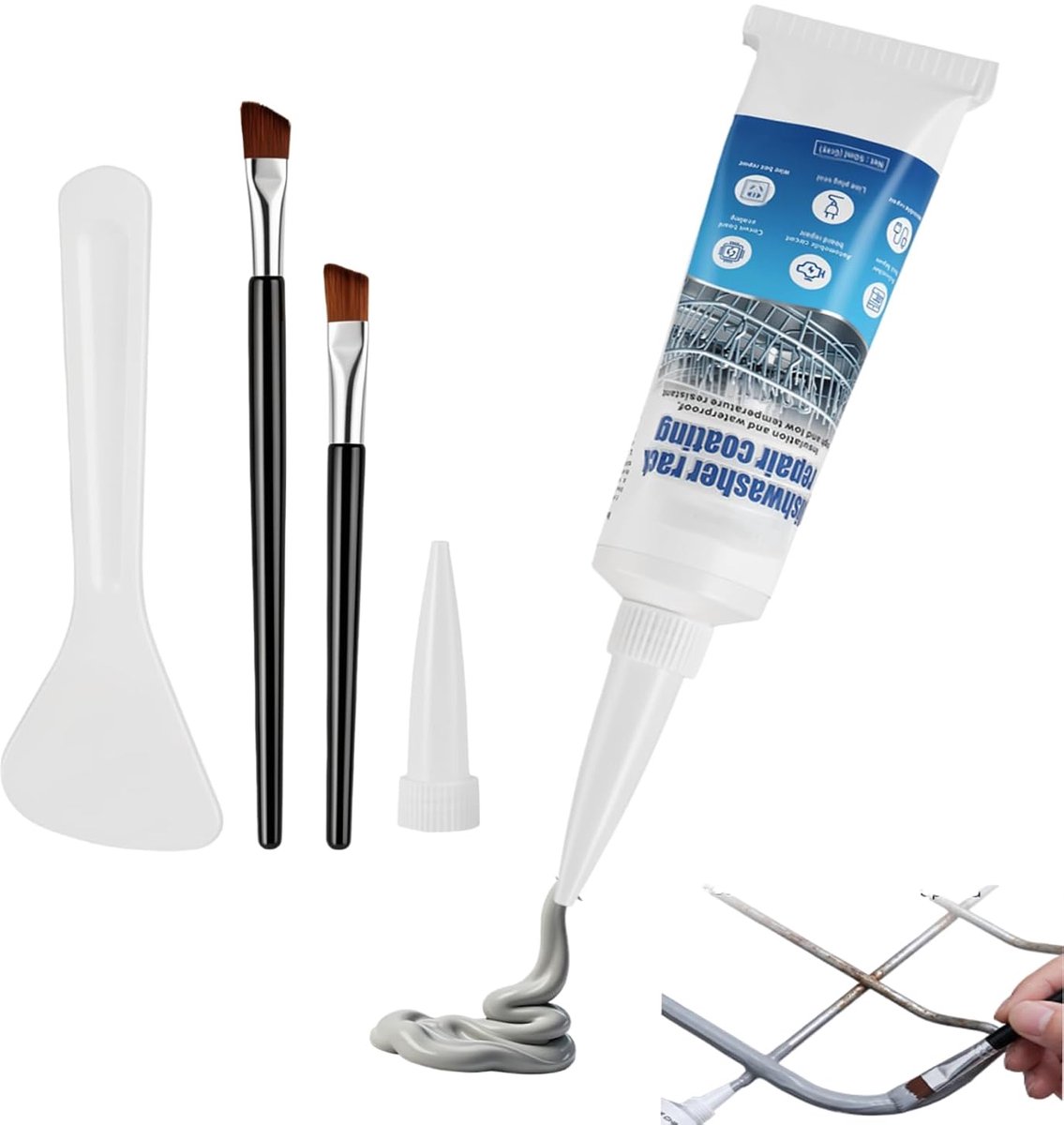 Vaatwassermand reparatie 50 ml - grijs vloeibaar rubber - roestbescherming - herstel van stabiliteit - ShopVlot