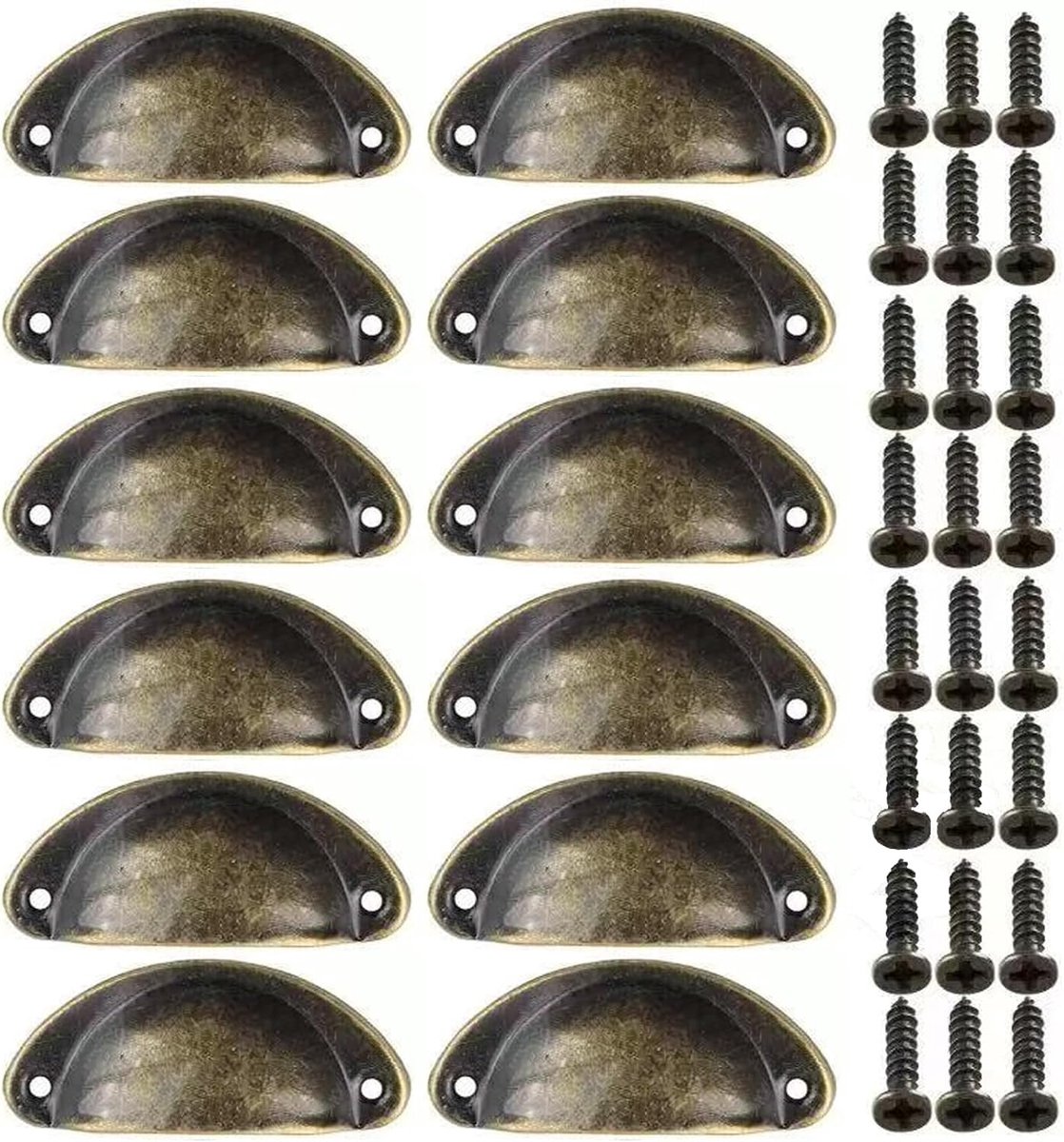 Cup handles 81mm - vintage brons - 12 stuks - antieke stijl - perfect voor meubels - ShopVlot