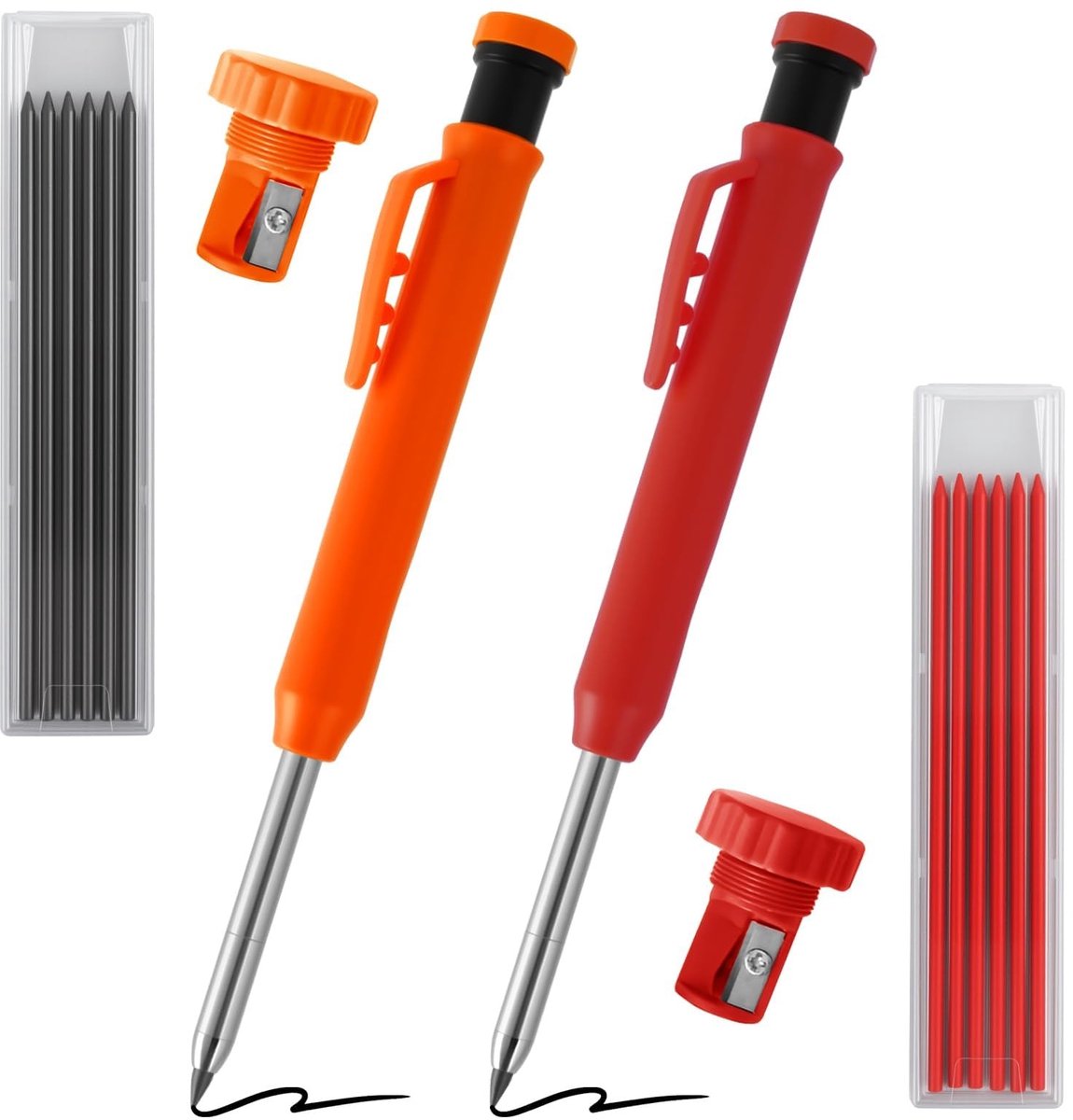 Solidchoice - Set van 2 Houtbewerkingspotloden met Vervangbare Vulpen