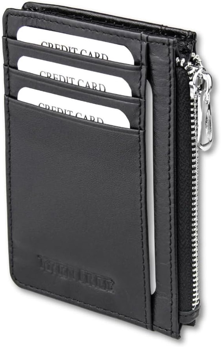 100% Leather Card Case, RFID Protection, Mini Wallet for Cards, Bills and Coins, Genuine Leather Wallet Case for Men - ShopVlot