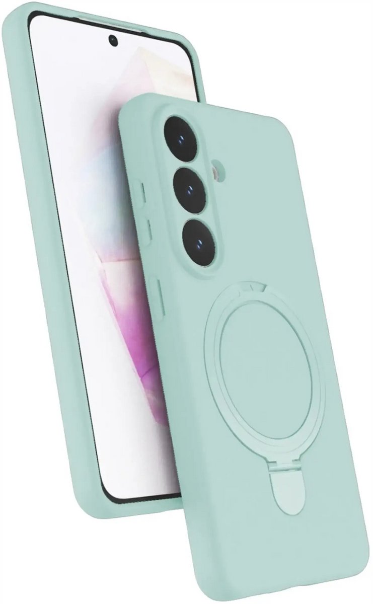 Hoesje Geschikt voor Samsung Galaxy A27 Hoesje – Mint Groen – Zachte Siliconen Backcover met Ring – MagSafe Geschikt – Slim & Beschermend
