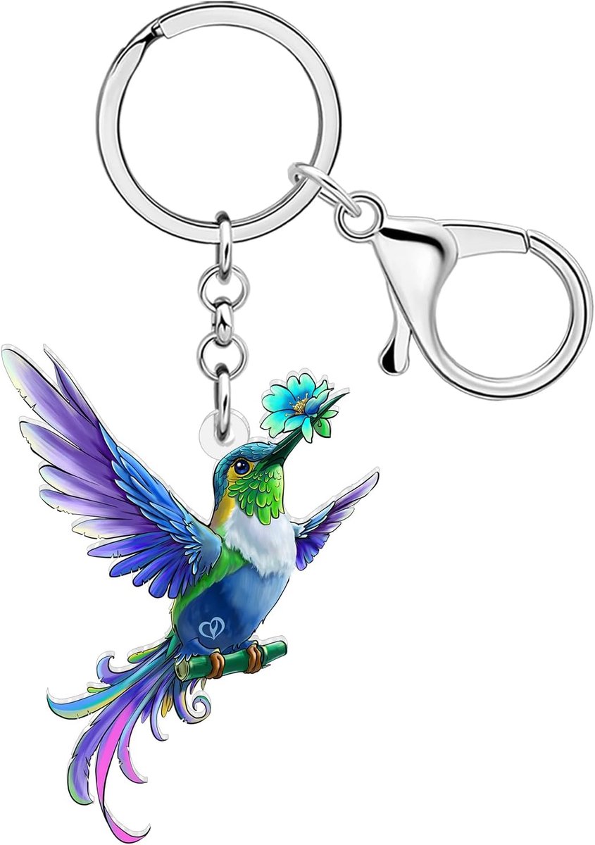 WEVENI Acrylic Flowers Hummingbird Keychain Bird Charms Hummingbird Gifts For Women Girls Wallet Backpack Accessories - ShopVlot
