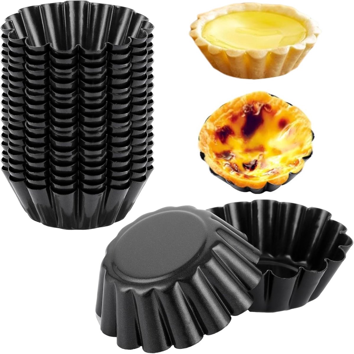 20 Pieces Carbon Steel Baking Moulds, 6.5 x 2.2 cm, Mini Muffin Moulds for Oven, Pies, Individual Pudding Mold for - ShopVlot
