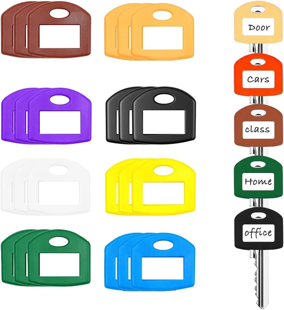 24 stuks vierkante sleutelafdekkingen met labels, sleuteletiketten, kleurrijke kunststof cover voor standaard platte - ShopVlot