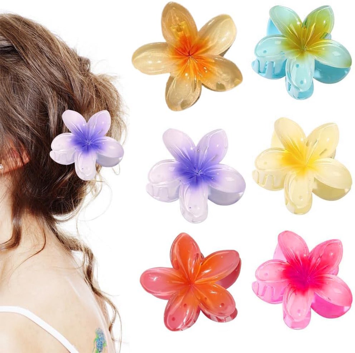 6 Hair Pins Flower 4 cm Diameter Large Flower Hair Clips Non-Slip Flower Hair Clips Large Flower Hairpins for Women - ShopVlot